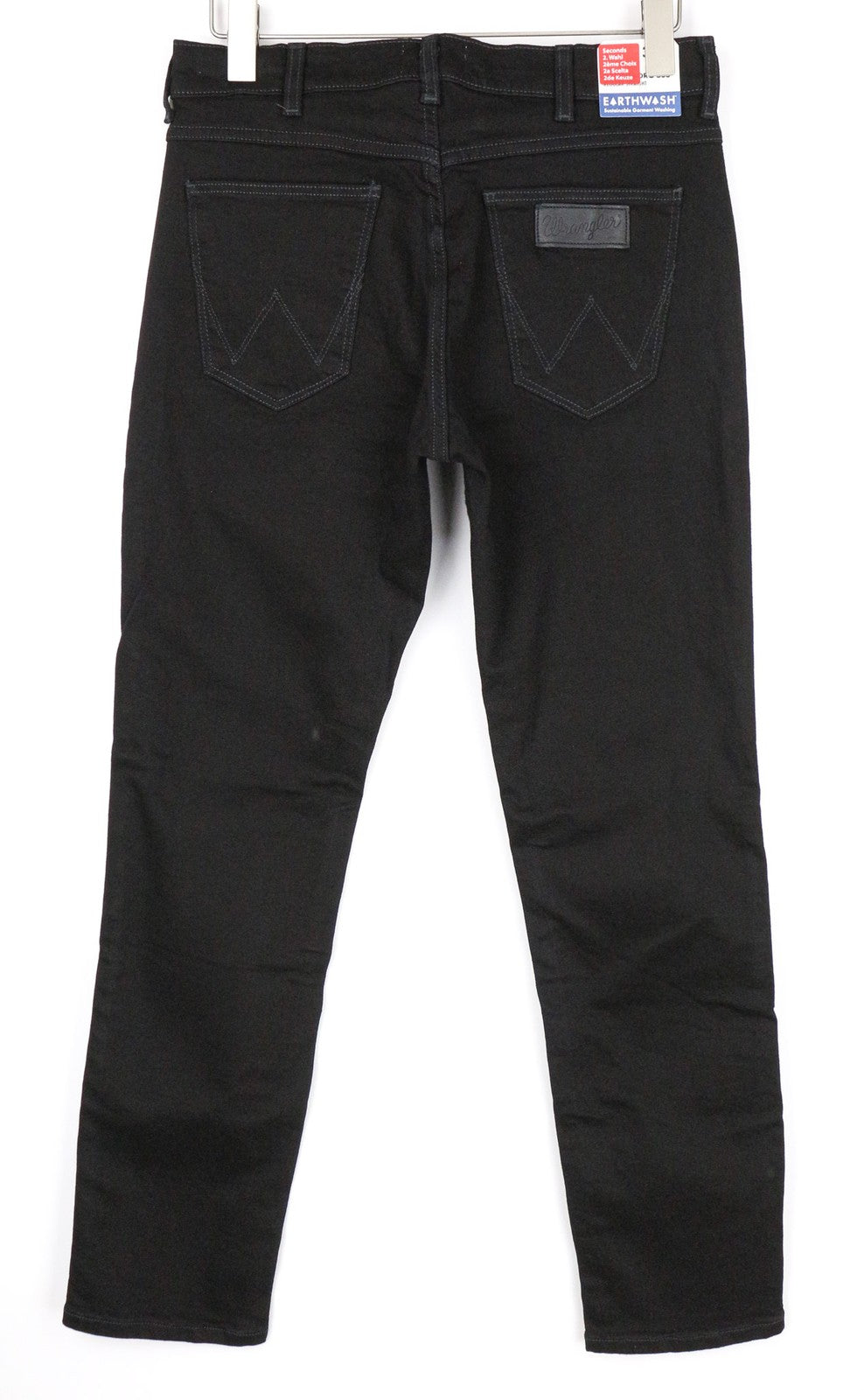 WRANGLER Larston vyriški W30/L32 Slim Taper juodi tamprūs medvilniniai džinsai 