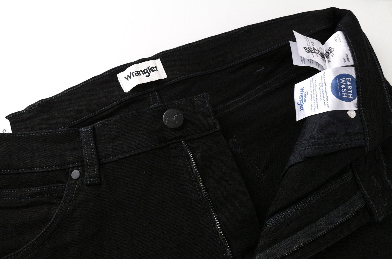 WRANGLER Greensboro vyriški tiesaus kirpimo džinsai W36/L34 juodi tamprūs džinsai 