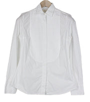 SUISTUDIO Dexter moteriški 36R balti medvilnės mišinio tamprūs marškinėliai ilgomis rankovėmis 