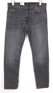 LEE Rider vyriški W33/L32 pilki ploni medvilniniai tamprūs džinsai su 5 kišenėmis 