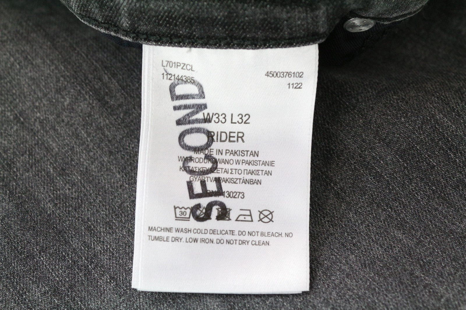 LEE Rider vyriški W33/L32 pilki ploni medvilniniai tamprūs džinsai su 5 kišenėmis 
