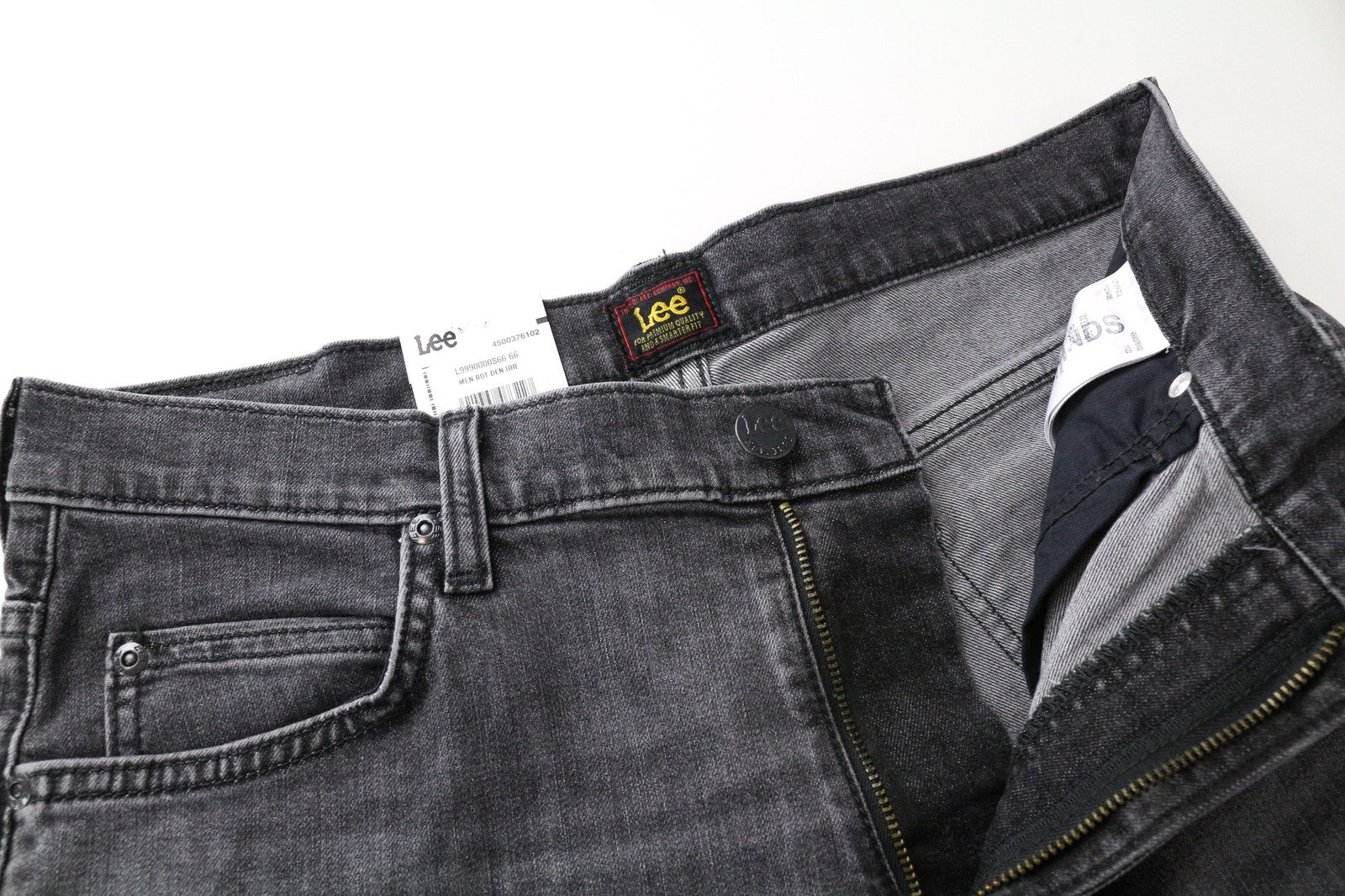 LEE Rider vyriški W32/L32 pilki tamprūs ploni džinsai su 5 kišenėmis 