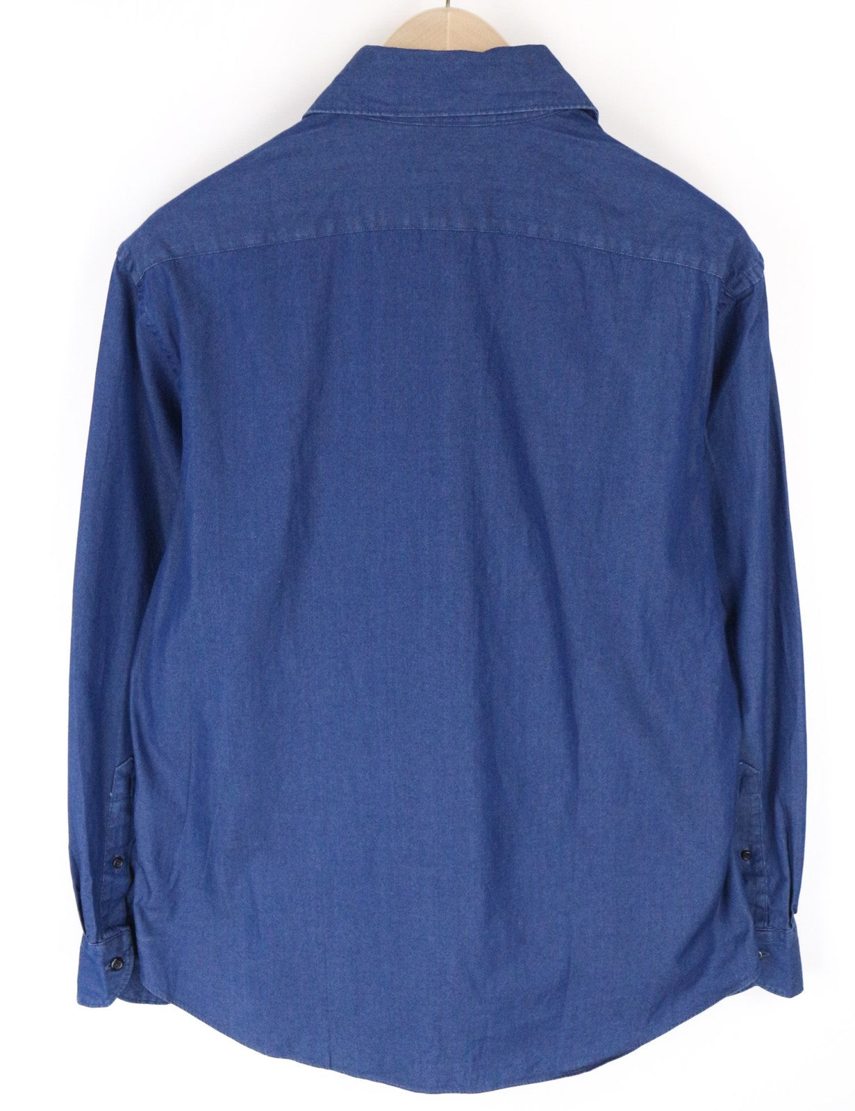 SUITSUPPLY vyriški ~S ilgio rankovių medvilniniai polo marškinėliai su mėlynu džinso imitacijos raštu 