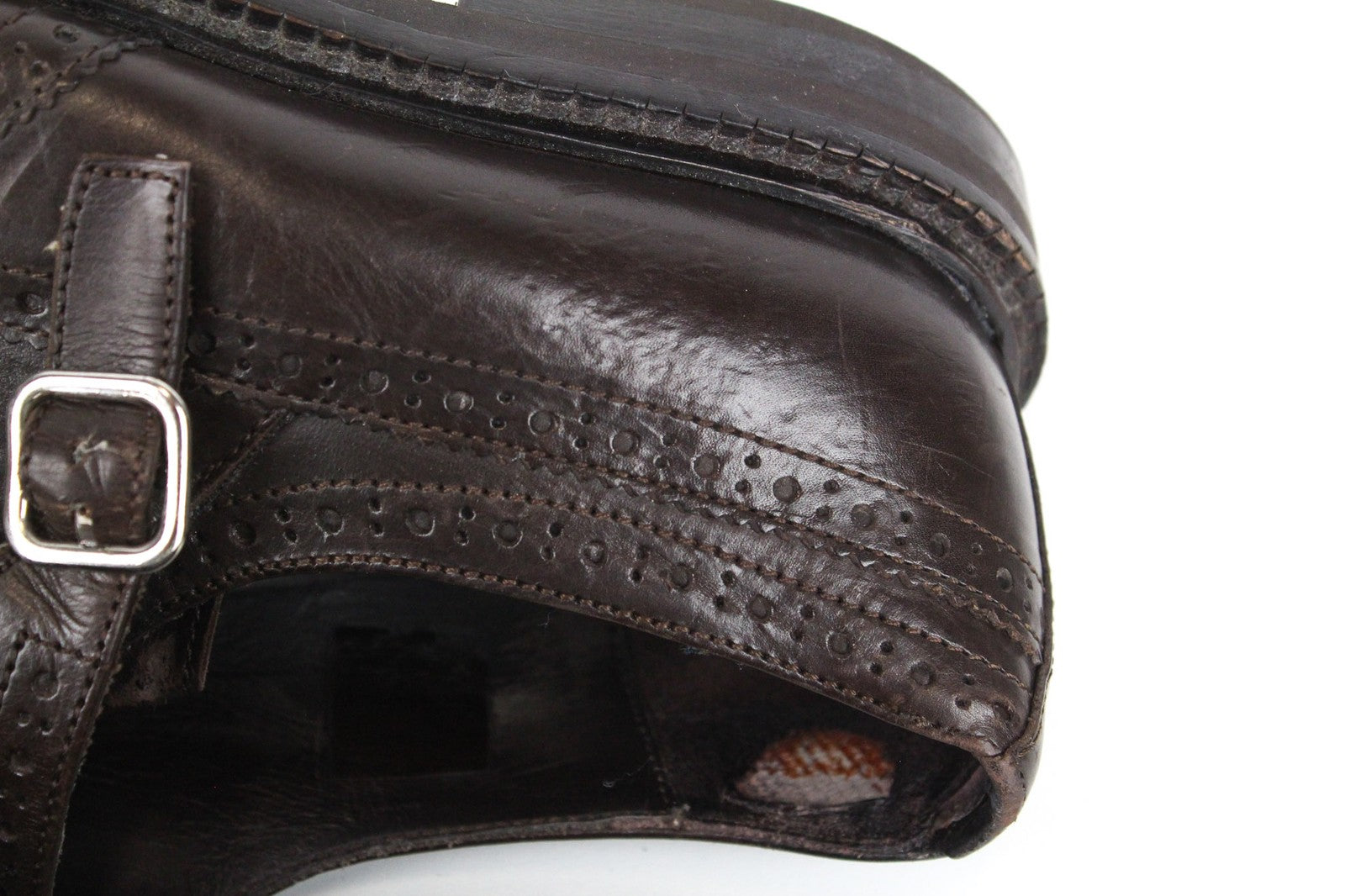 SUITSUPPLY Men's Formal EU40 Dark Brown Leather Buckled Double Shoes