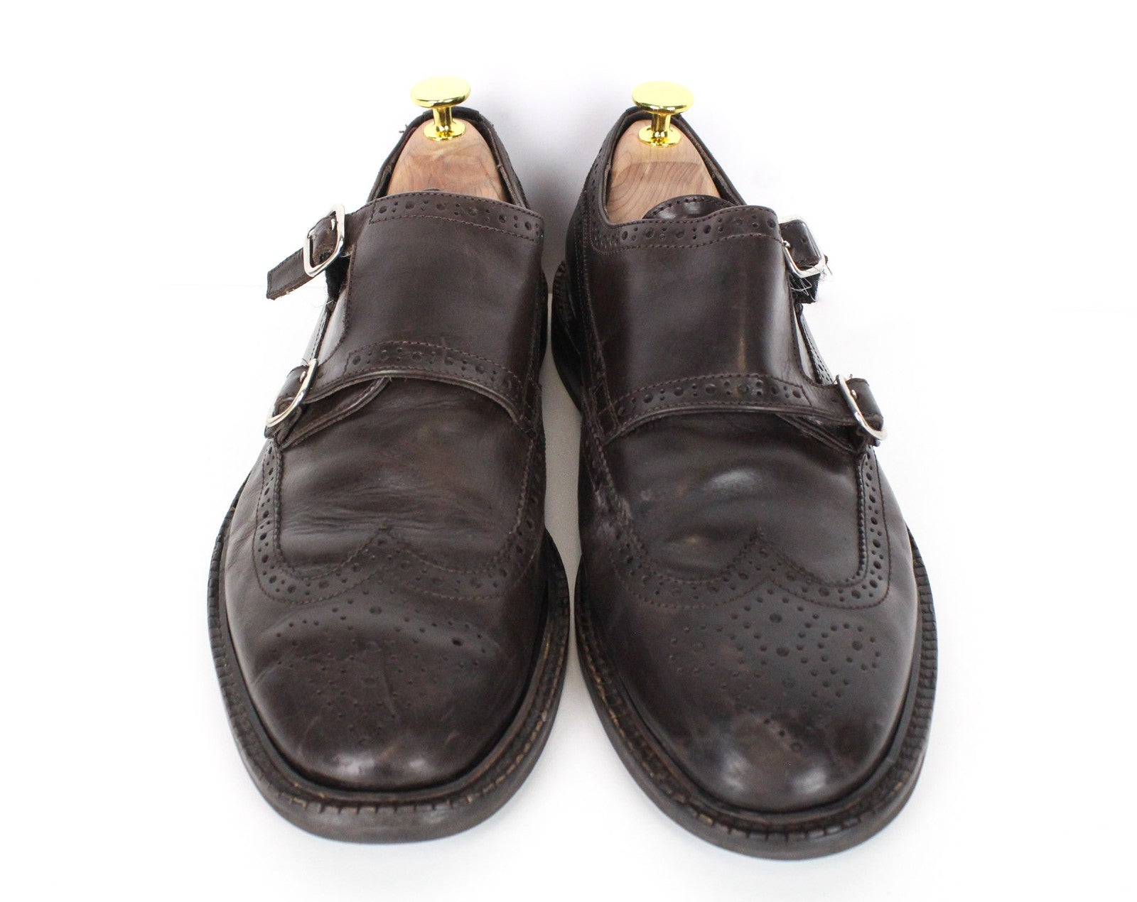 SUITSUPPLY Men's Formal EU40 Dark Brown Leather Buckled Double Shoes