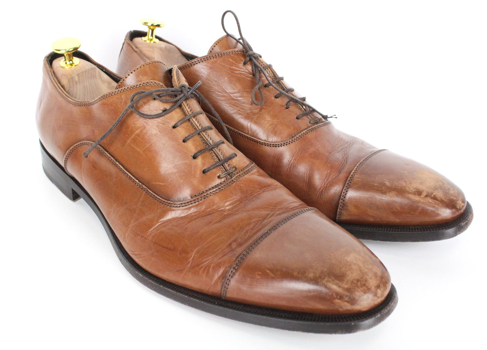 SUITSUPPLY Men's Formal EU44.5 Mid Brown Leather Lace-Up Low Shoes