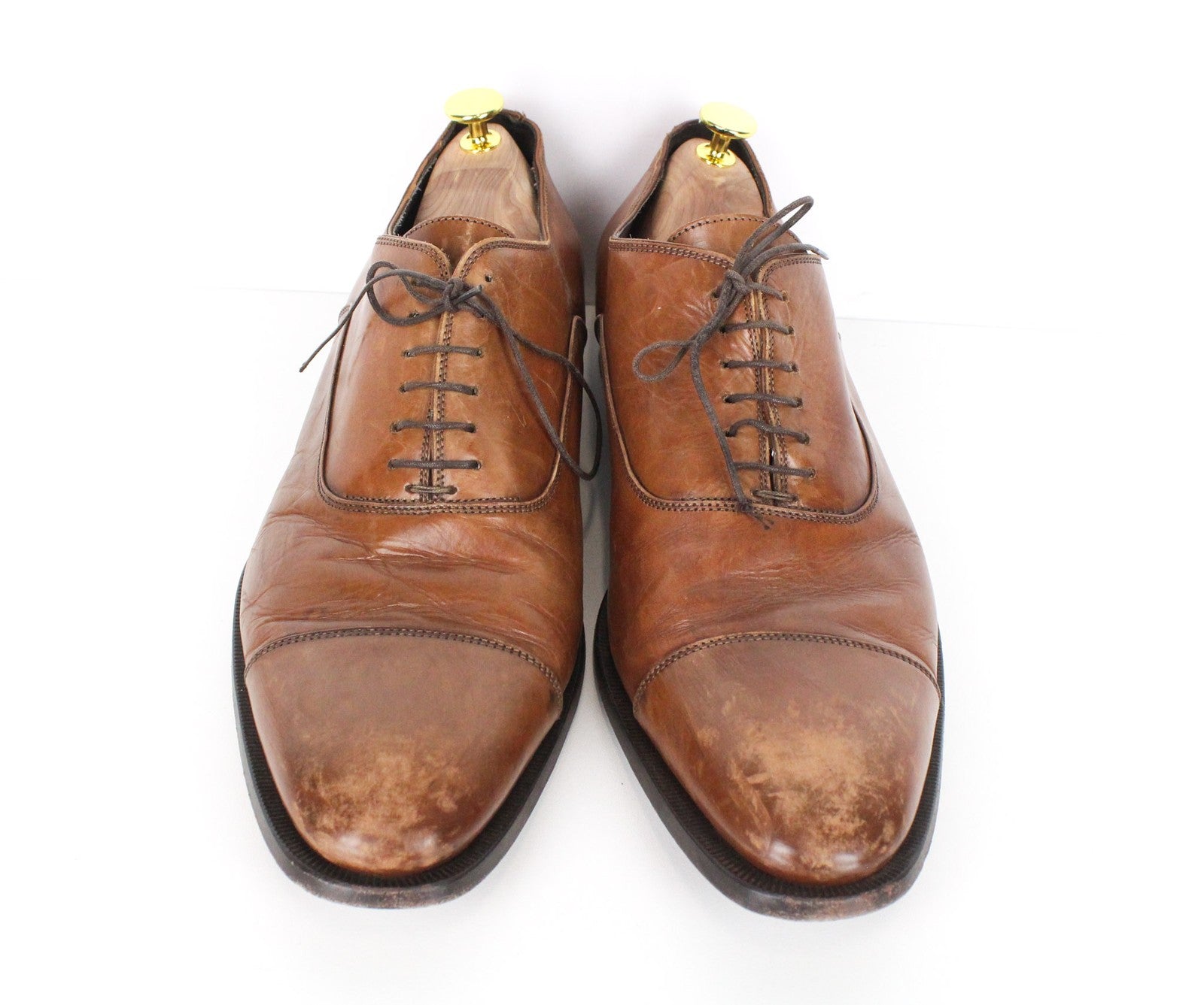 SUITSUPPLY Men's Formal EU44.5 Mid Brown Leather Lace-Up Low Shoes