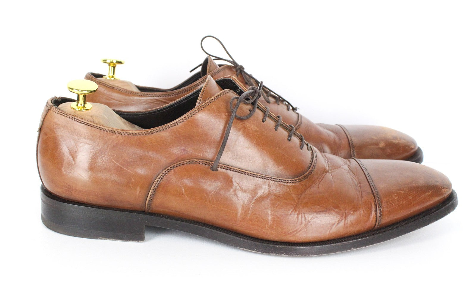 SUITSUPPLY Men's Formal EU44.5 Mid Brown Leather Lace-Up Low Shoes