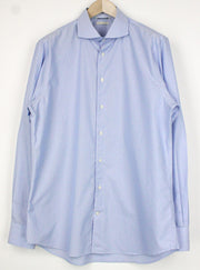 SUITSUPPLY Men's 43/17 Extra Slim Blue Striped Cotton Dress Shirt