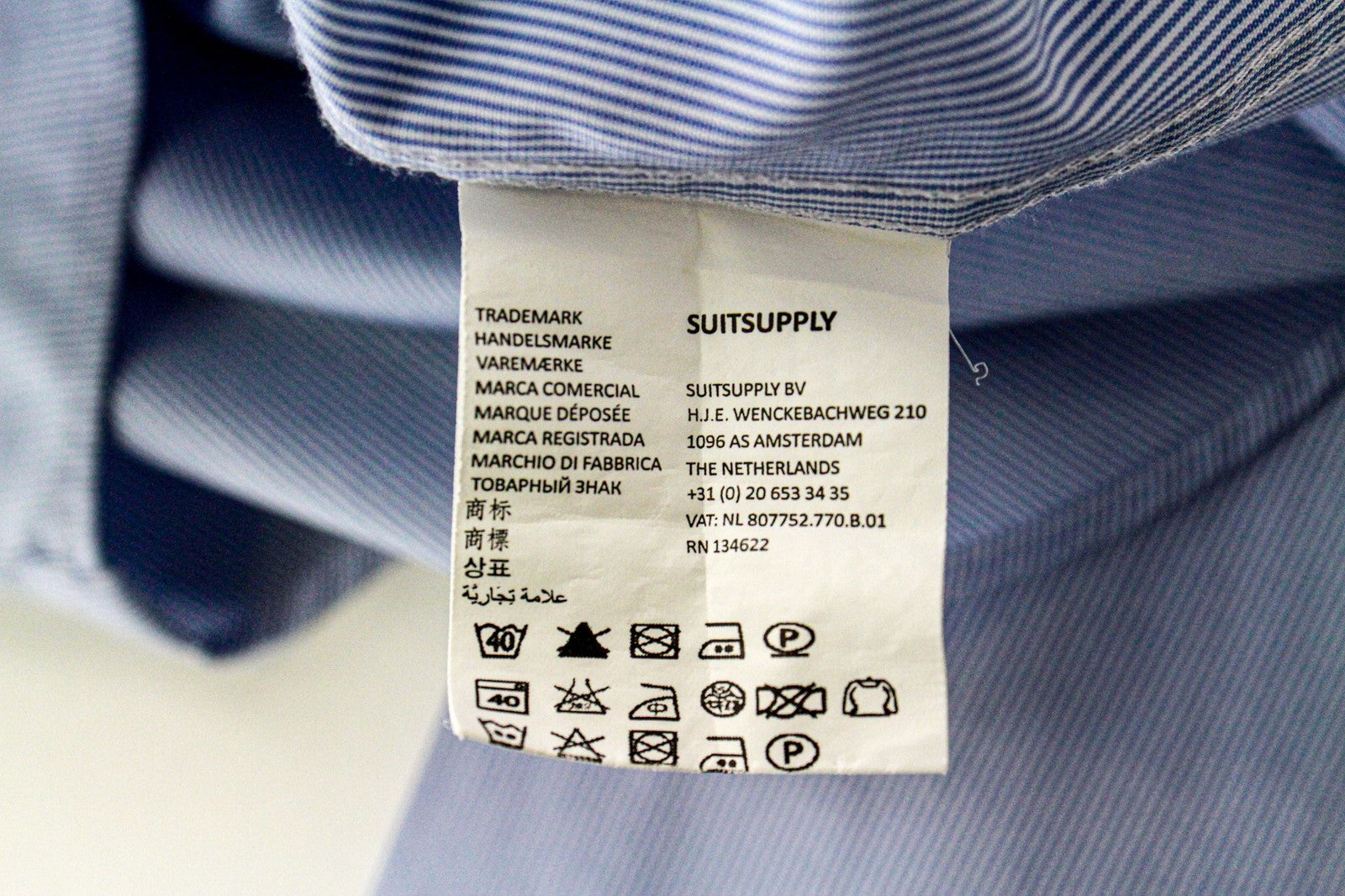 SUITSUPPLY Men's 43/17 Extra Slim Blue Striped Cotton Dress Shirt