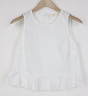 SUISTUDIO moteriška 34R balta berankovė medvilninio mišinio tampri palaidinė su užtrauktuku nugaroje 