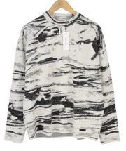 CALVIN KLEIN Abstract Jacquard vyriškas megztinis S dydis Pilkas vilnos ir alpakų mišinio megztinis 