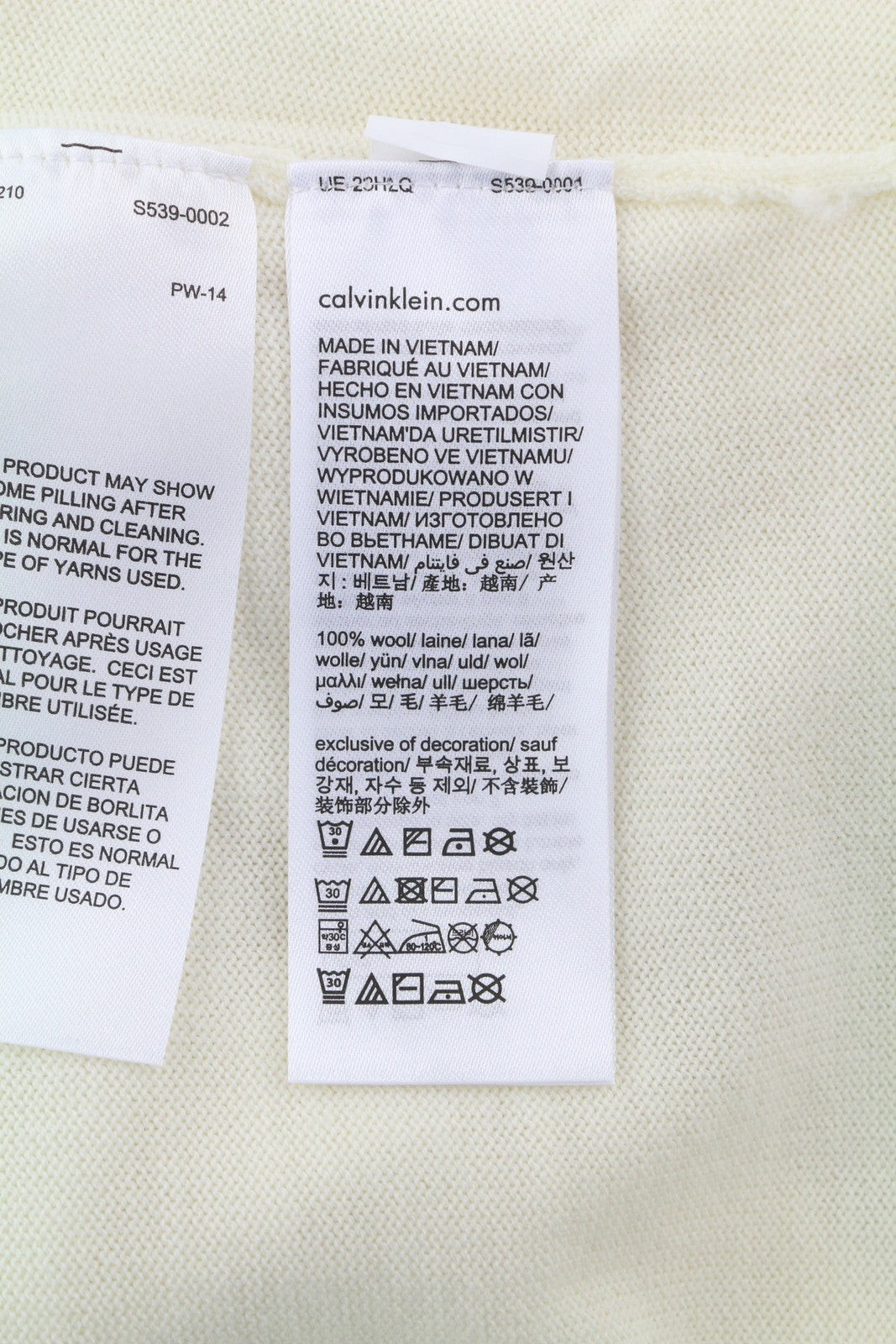 CALVIN KLEIN Merino Rws Turtle vyriškas megztinis L baltas megztinis su logotipu RRP189