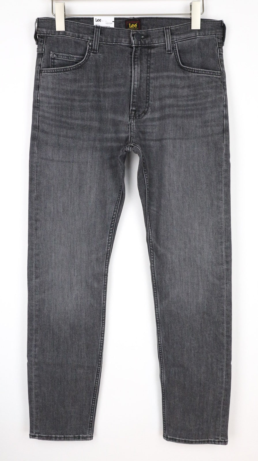 LEE Rider džinsai W34/L34 vyriški pilki tamprūs džinsai, ploni, tiesaus kirpimo, klasikinio stiliaus, su užtrauktuku 