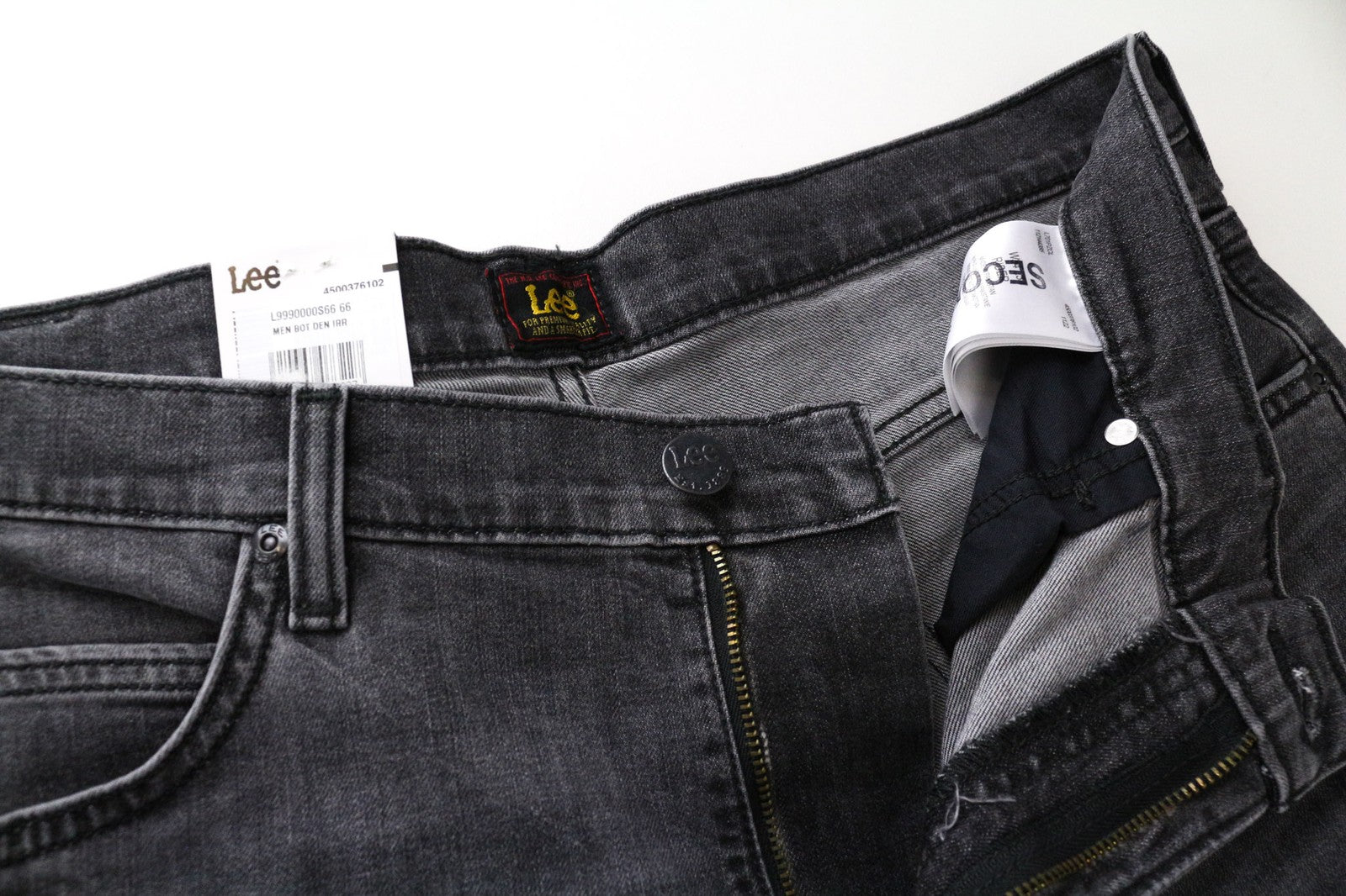 LEE Rider džinsai W34/L34 vyriški pilki tamprūs džinsai, ploni, tiesaus kirpimo, klasikinio stiliaus, su užtrauktuku 