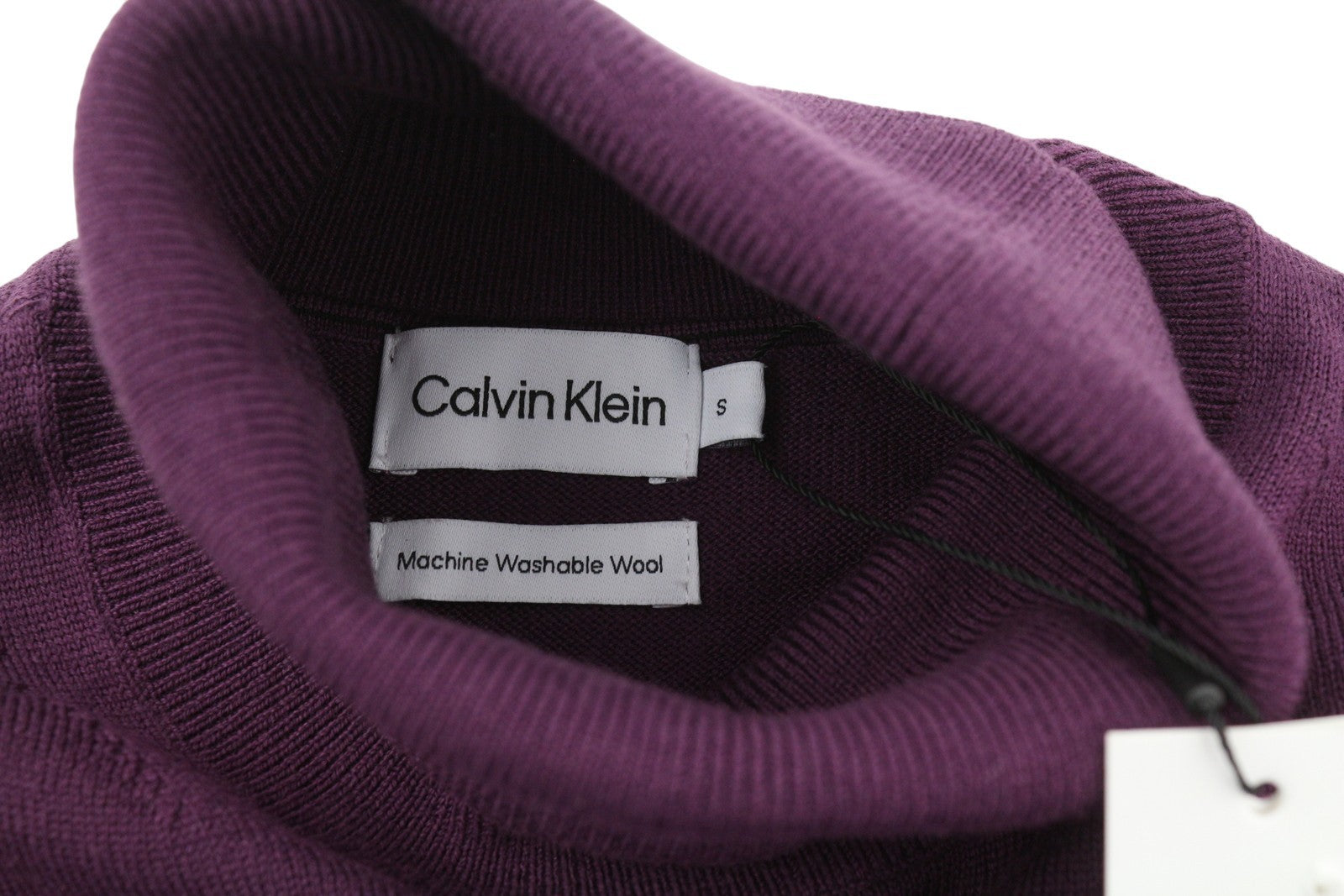 CALVIN KLEIN merino vilnos megztinis su gobtuvu, S dydis, violetinė, megztas, RRP 189 USD 