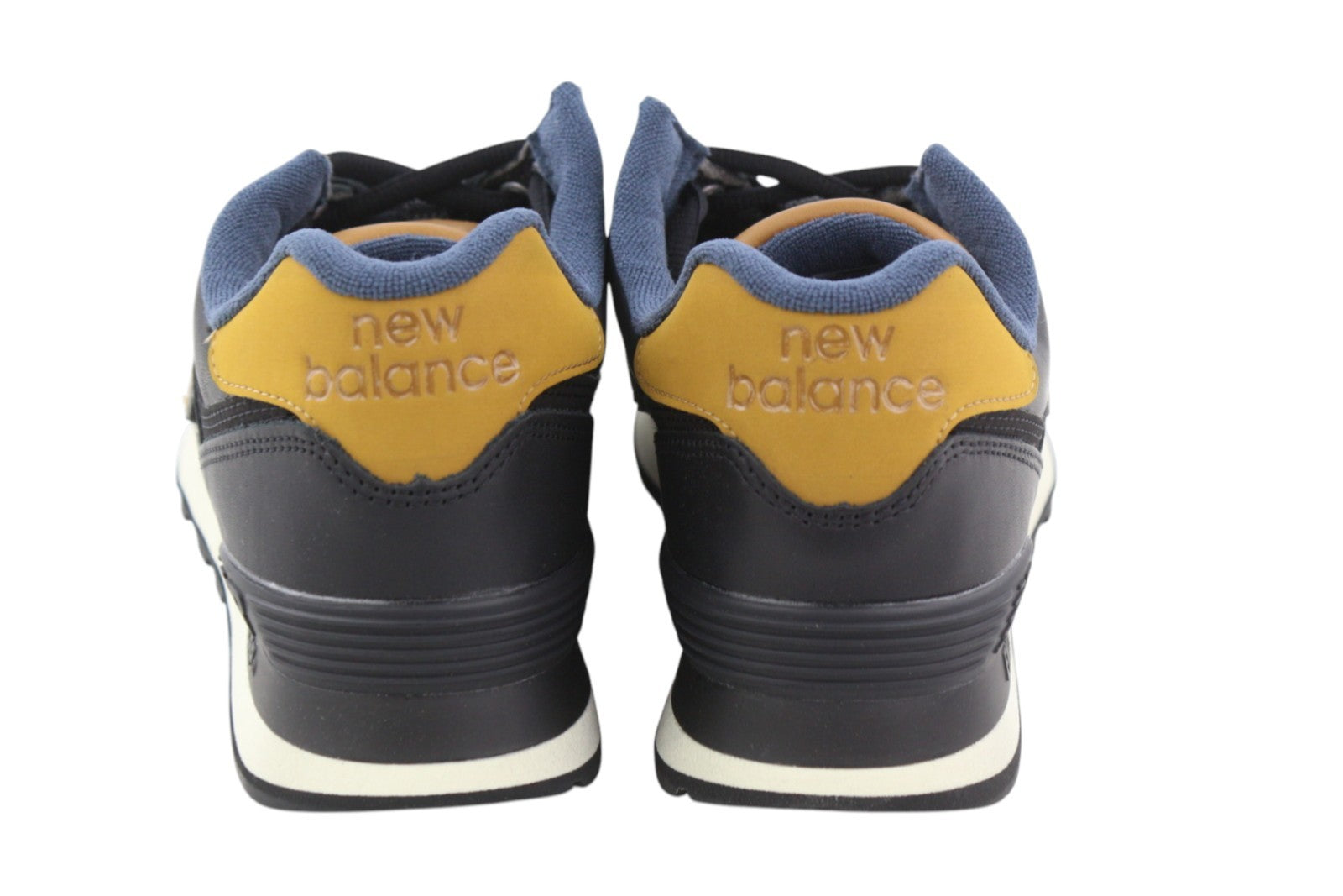 NEW BALANCE 574 vyriški sportbačiai, juodi, odiniai, žemapadžiai, nėriniuoti, patogūs, EU41.5. 