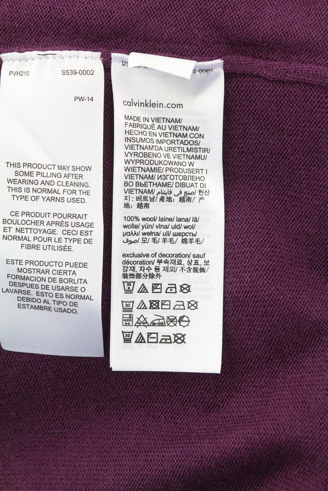 CALVIN KLEIN merino vilnos megztinis su gobtuvu, M, violetinis, megztas, RRP 189 USD 