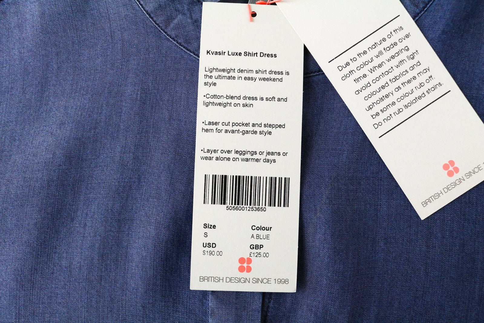 SWEATY BETTY Kvasir Luxe moteriška suknelė S ilgio, marškinių stiliaus, džinsinio midi melanžo spalvos 