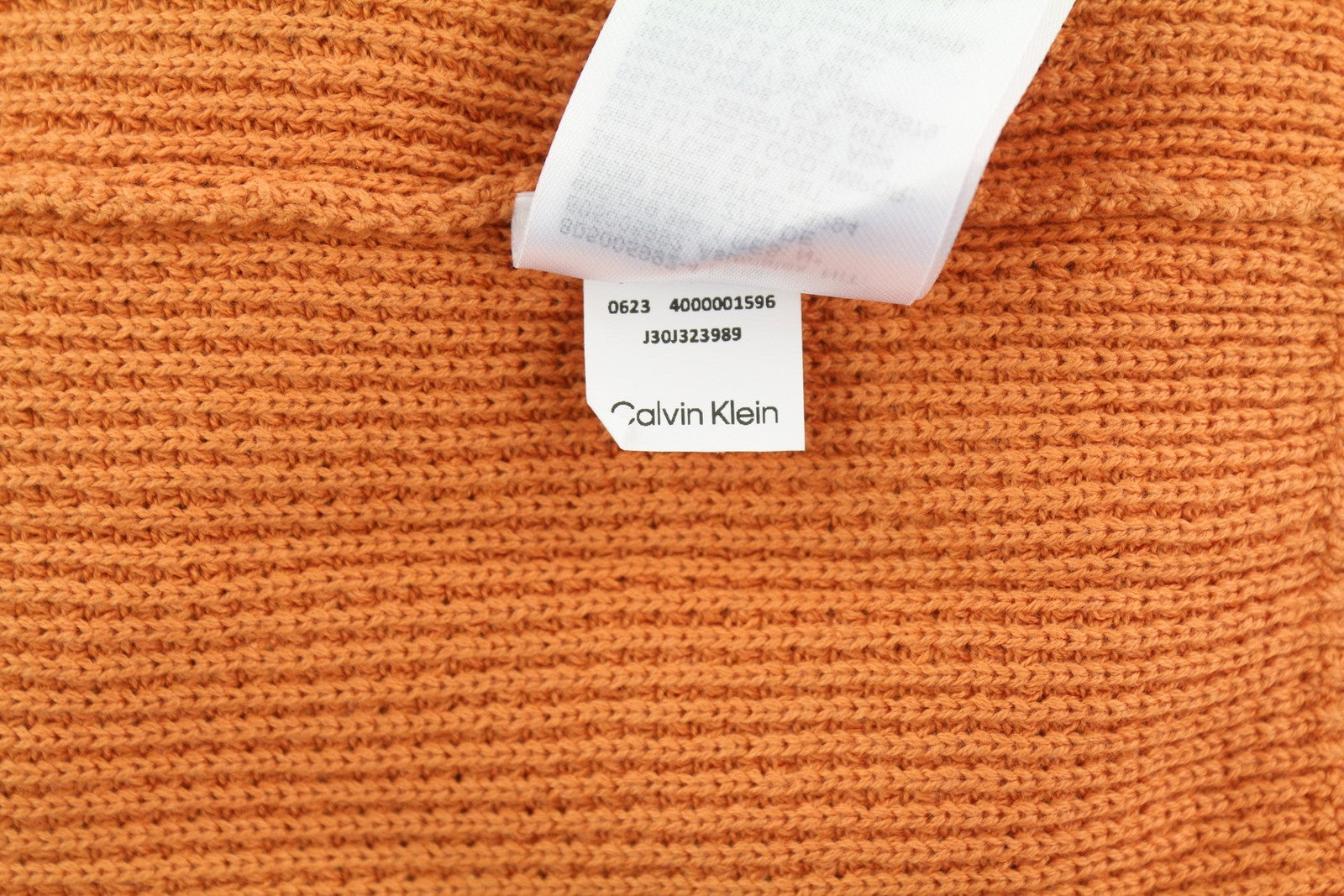 CALVIN KLEIN Badge Easy vyriškas megztinis XL dydžio oranžinis medvilninis vaflinis megztinis su apvalia juostele 