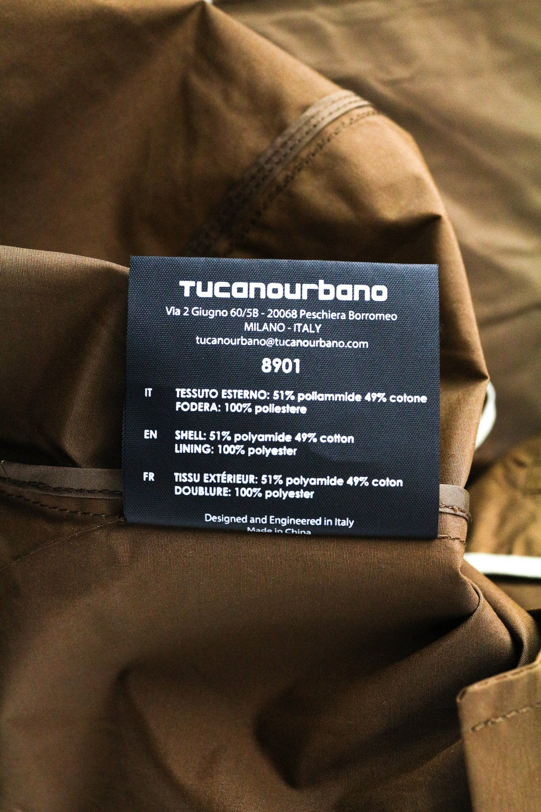 TUCANO URBANO Febo Men's Jacket 3XL Brown Cotton Blend Windproof Breathable Zip