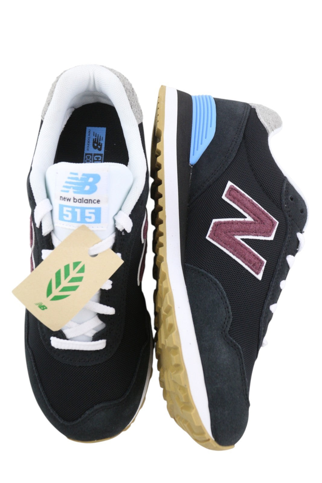 NEW BALANCE 515 vyriški sportbačiai, juodi, odiniai, patogūs, žemapadžiai, suvarstomi. 