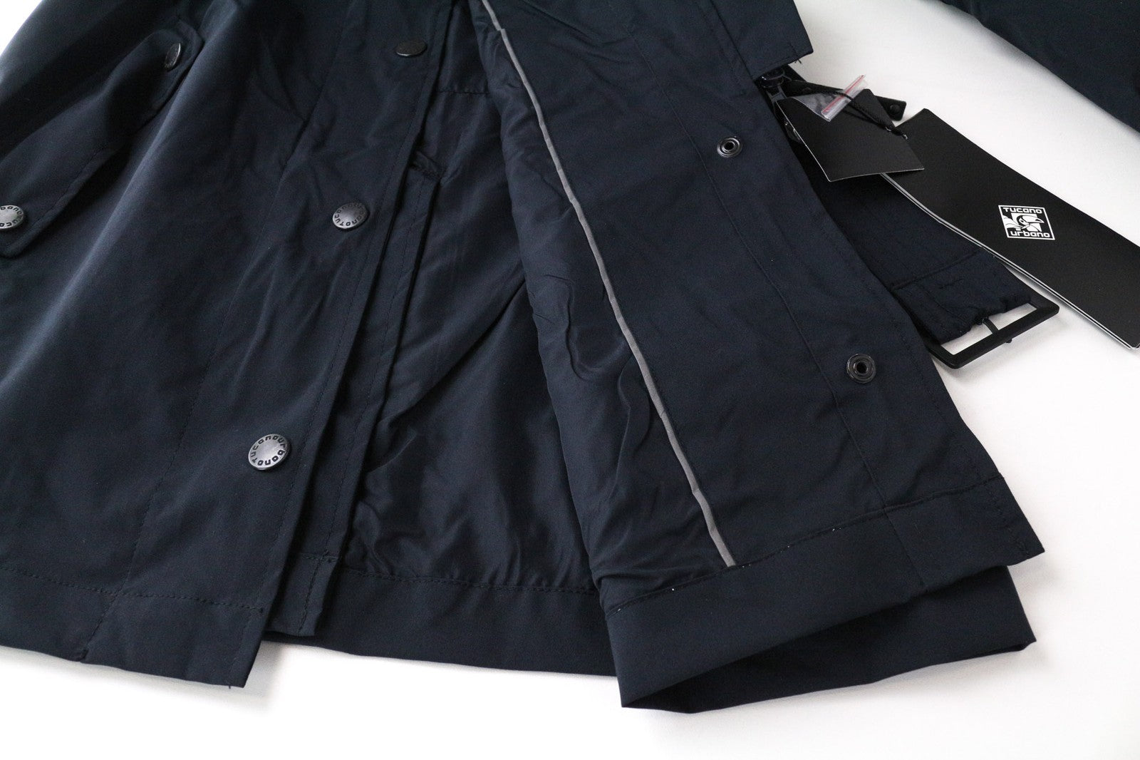 TUCANO URBANO Fuga Women's Navy Jacket M Waterproof Belted Hooded Windbreaker