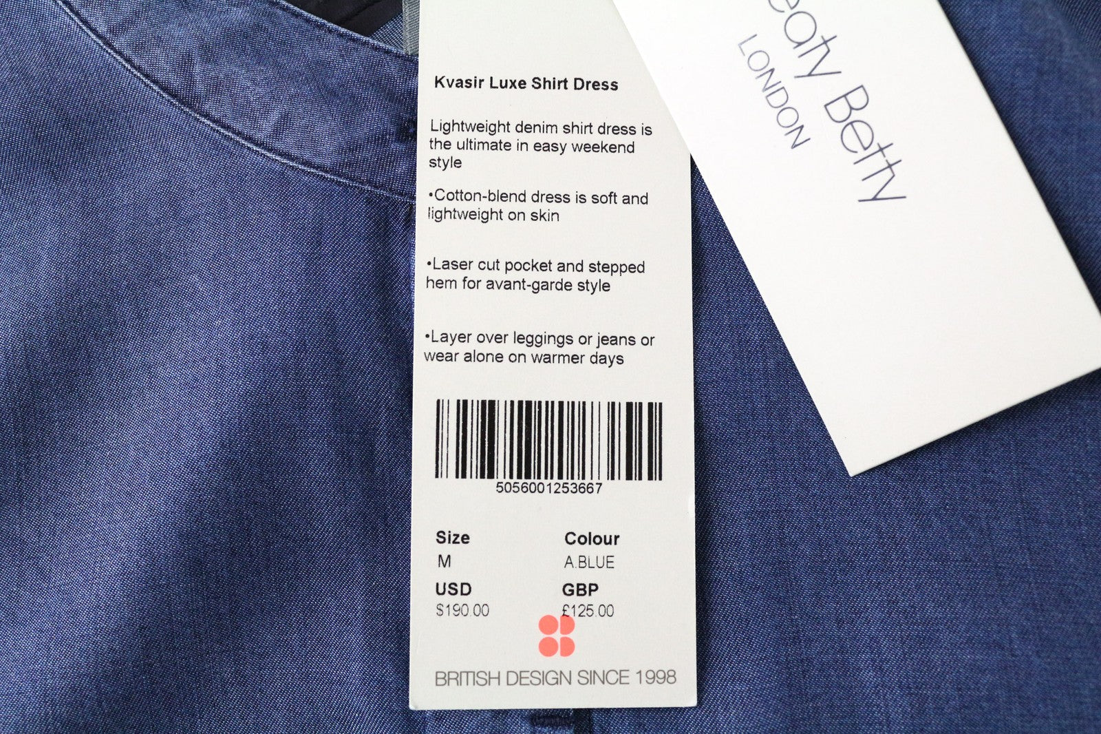 SWEATY BETTY Kvasir Luxe suknelė M moteriška mėlyna ilga marškinių stiliaus džinsinio midi ilgio 