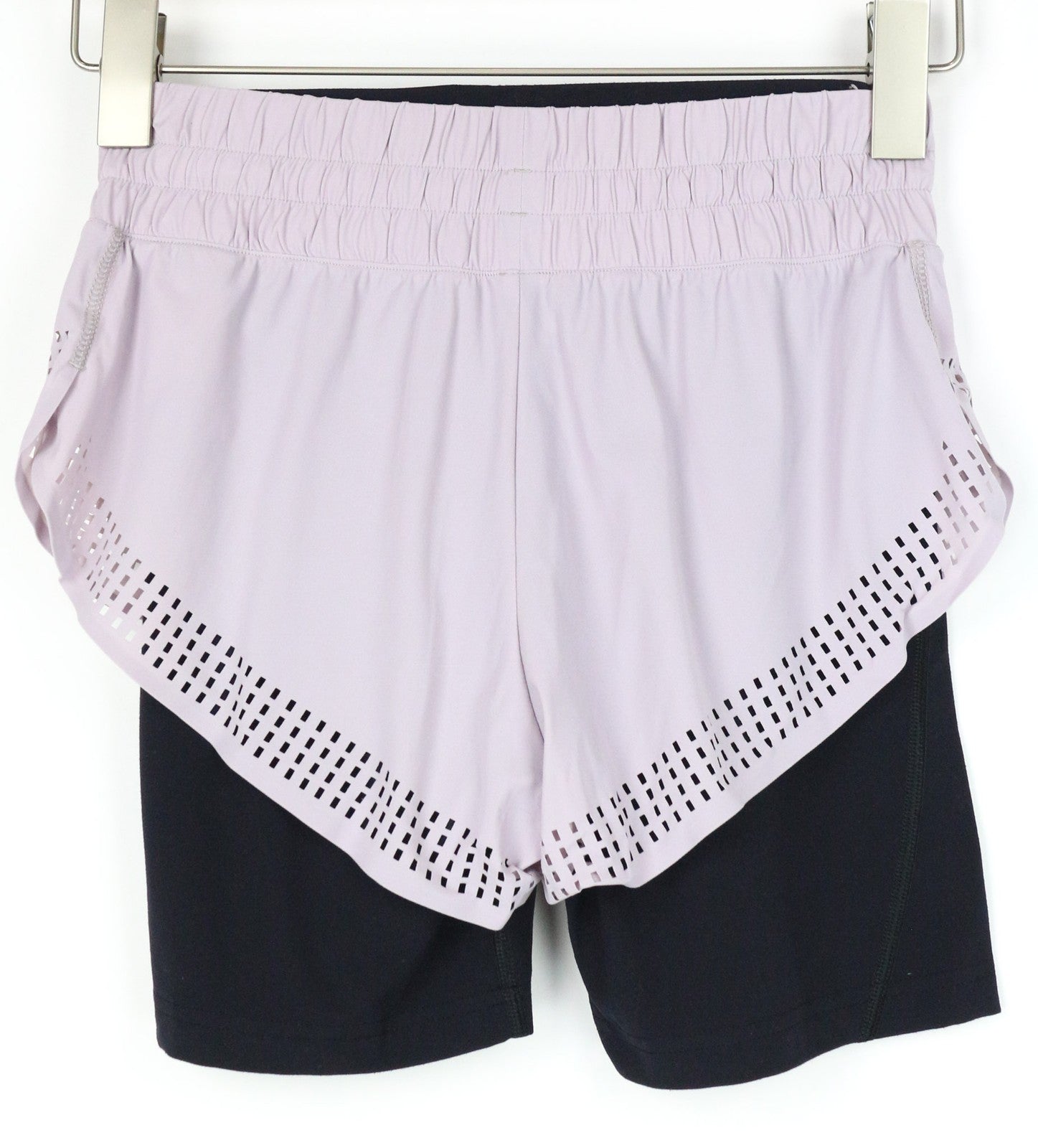 SWEATY BETTY Aerial 2in1 šortai XS dydžio, violetiniai, tamprūs, sportui, šokiams 