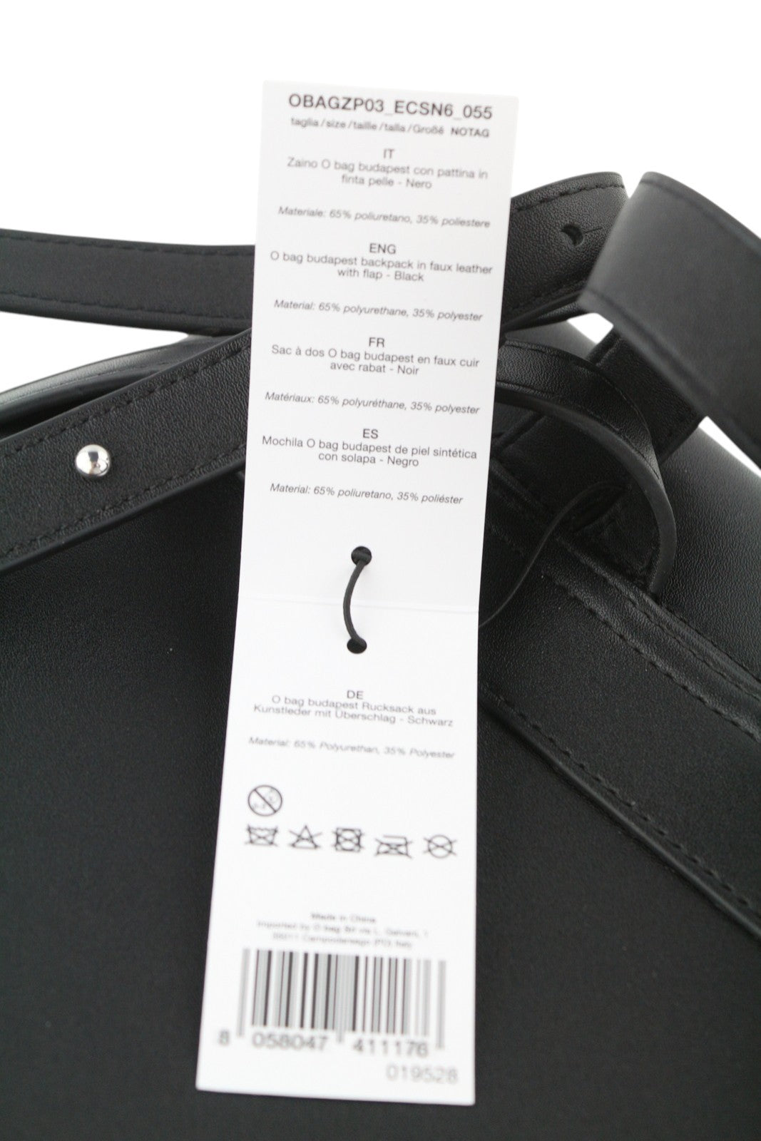 O BAG Zaino moteriškas krepšys OS juodas su dvigubomis rankenomis, magnetiniu užsegimu, tamsios spalvos 