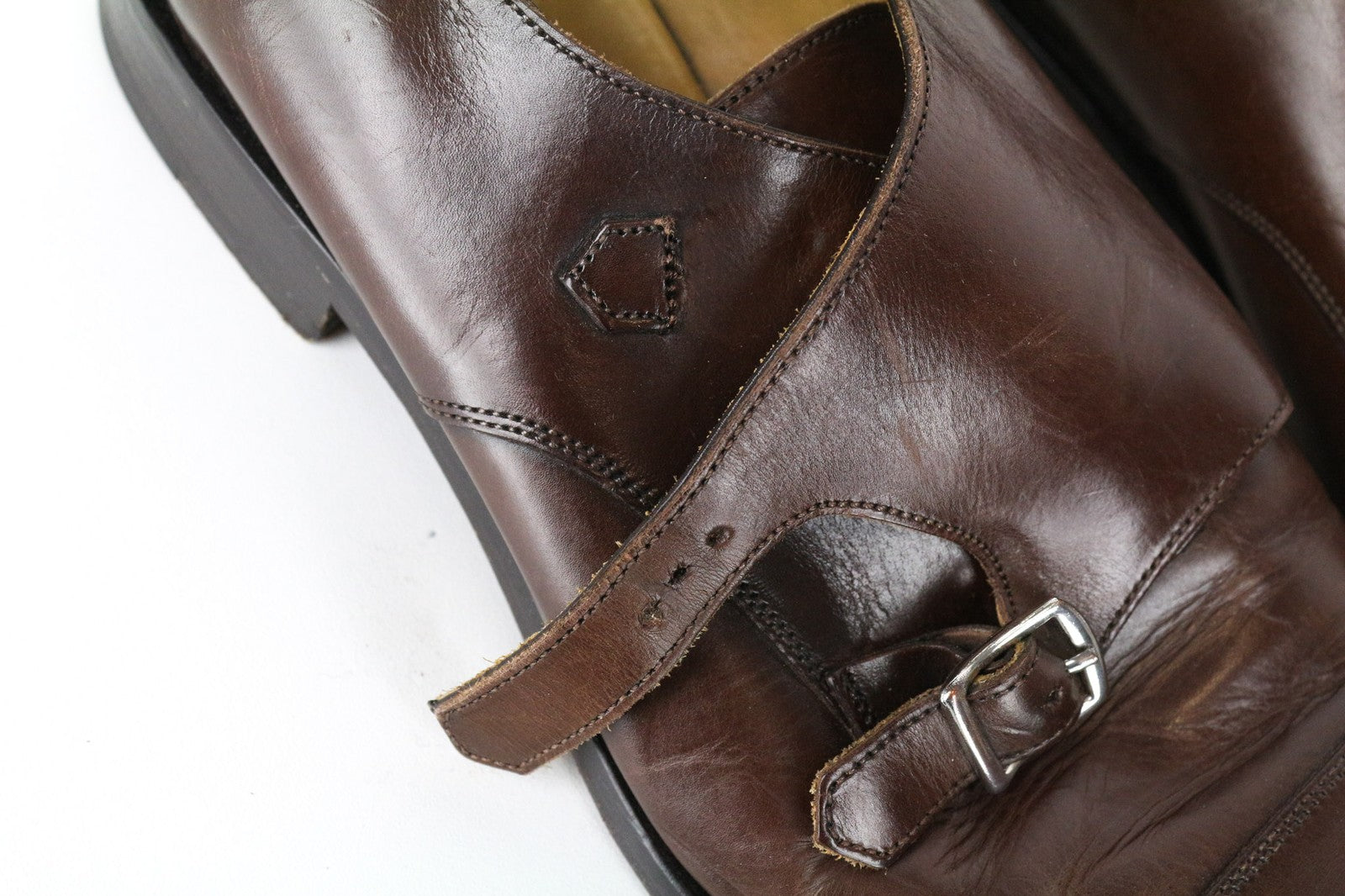 SUITSUPPLY Men's Shoes EU42 Monk Strap Calf Leather Brown Formal Classic Pair