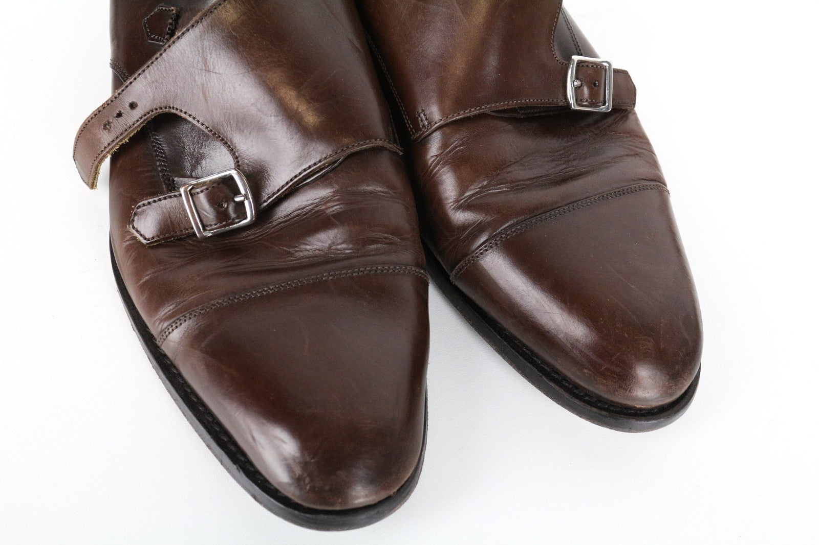 SUITSUPPLY Men's Shoes EU42 Monk Strap Calf Leather Brown Formal Classic Pair