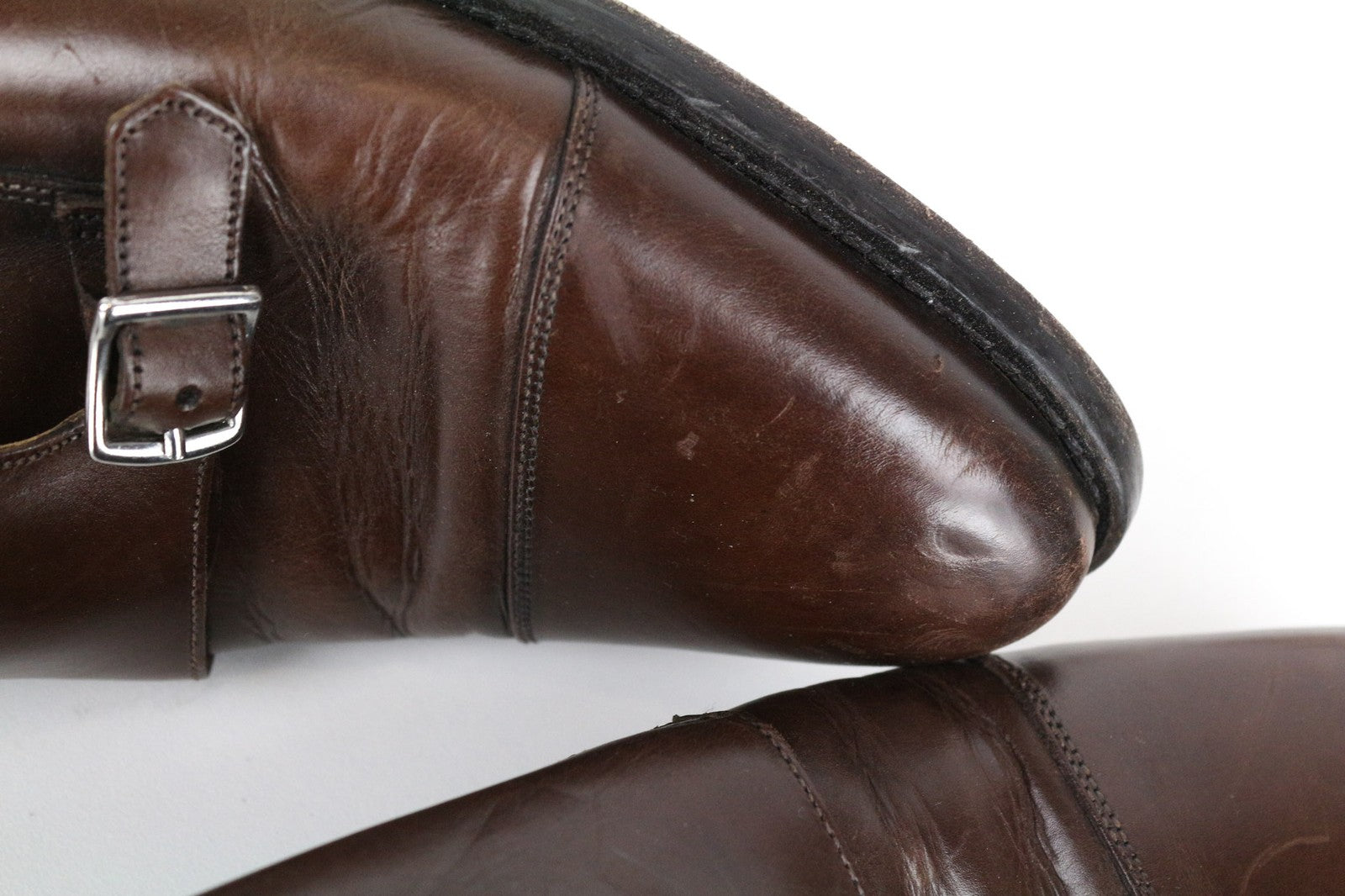 SUITSUPPLY Men's Shoes EU42 Monk Strap Calf Leather Brown Formal Classic Pair