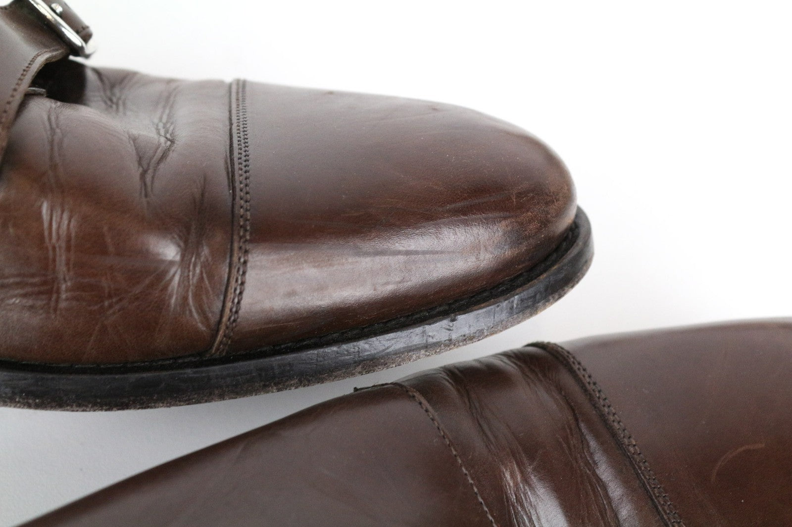 SUITSUPPLY Men's Shoes EU42 Monk Strap Calf Leather Brown Formal Classic Pair