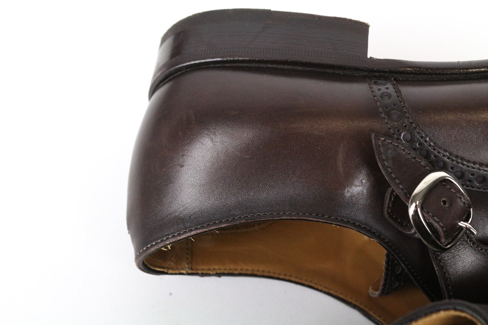 SUITSUPPLY Men's Shoes EU40 Brown Double Monk Strap Brogue Calf Leather Formal