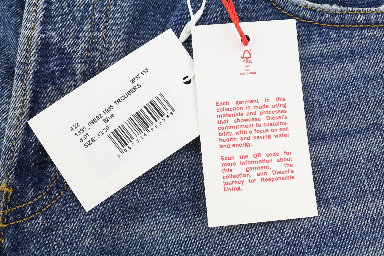 DIESEL 1995 09E02 Men Jeans W33/L30 Blue Distress Ripped Slim Straight RRP$375