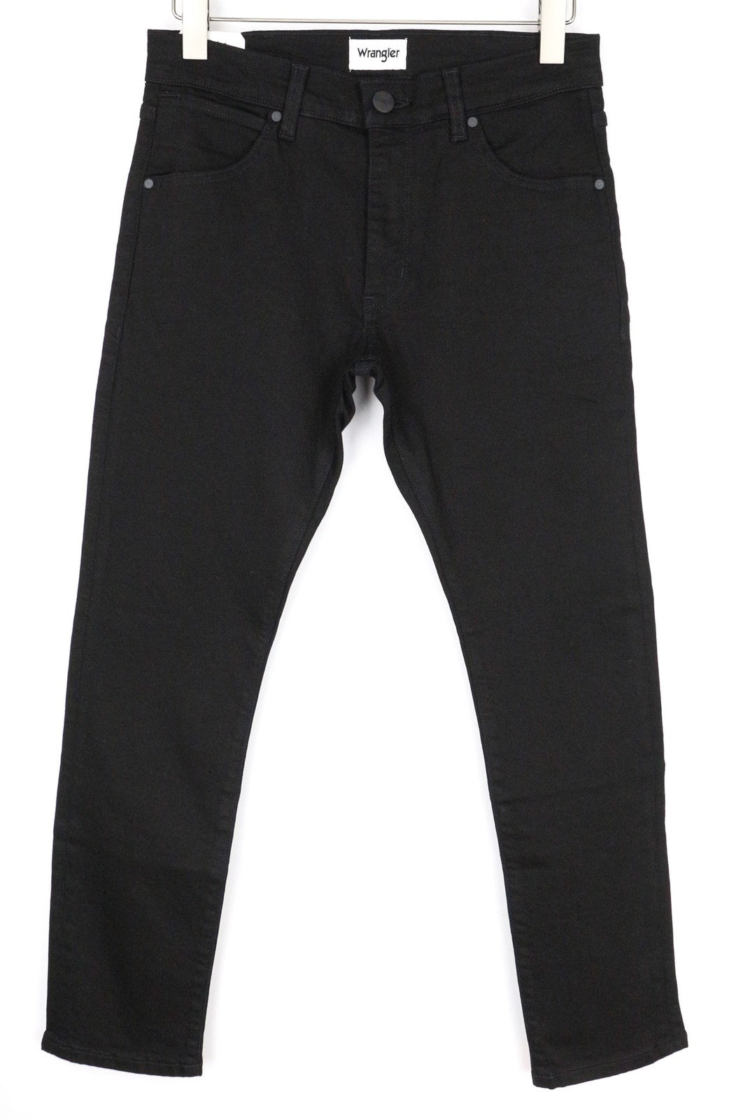 WRANGLER Larston W32/L30 vyriški džinsai, prigludę, juodi, tamprūs, džinsinio audinio, medvilnės mišinio. 