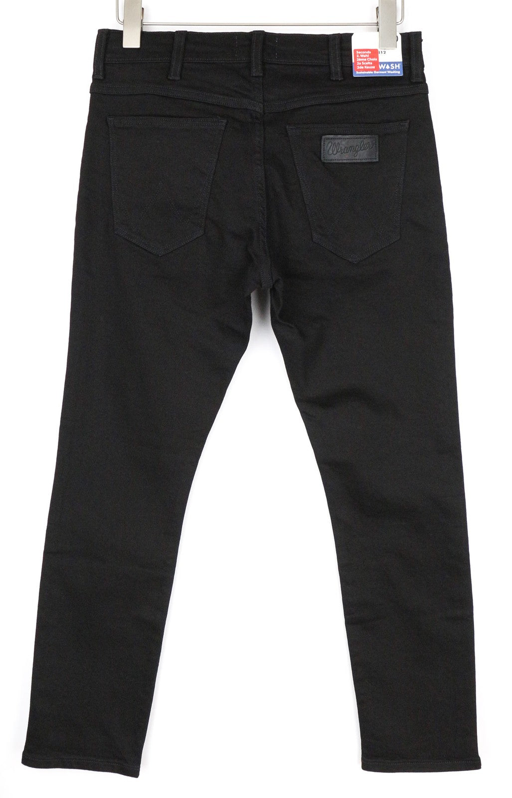 WRANGLER Larston W32/L30 vyriški džinsai, prigludę, juodi, tamprūs, džinsinio audinio, medvilnės mišinio. 