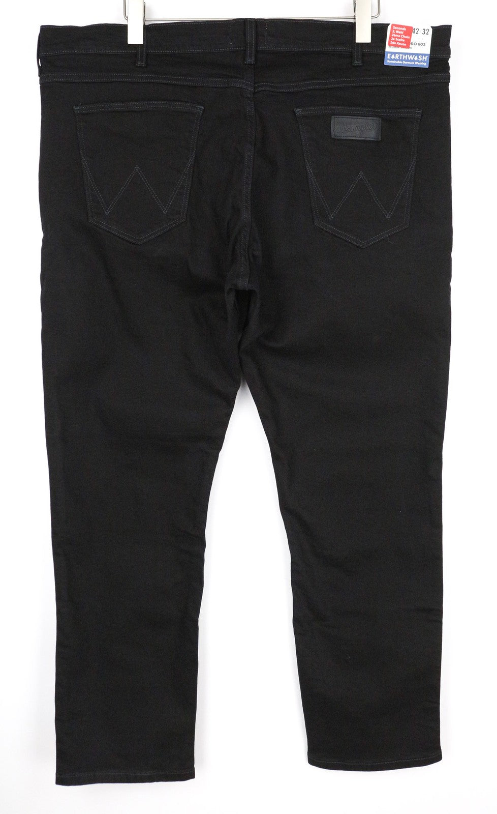 WRANGLER Greensboro vyriški džinsai W42 L32 juodi, tiesūs, tamprūs, 5 kišenės 