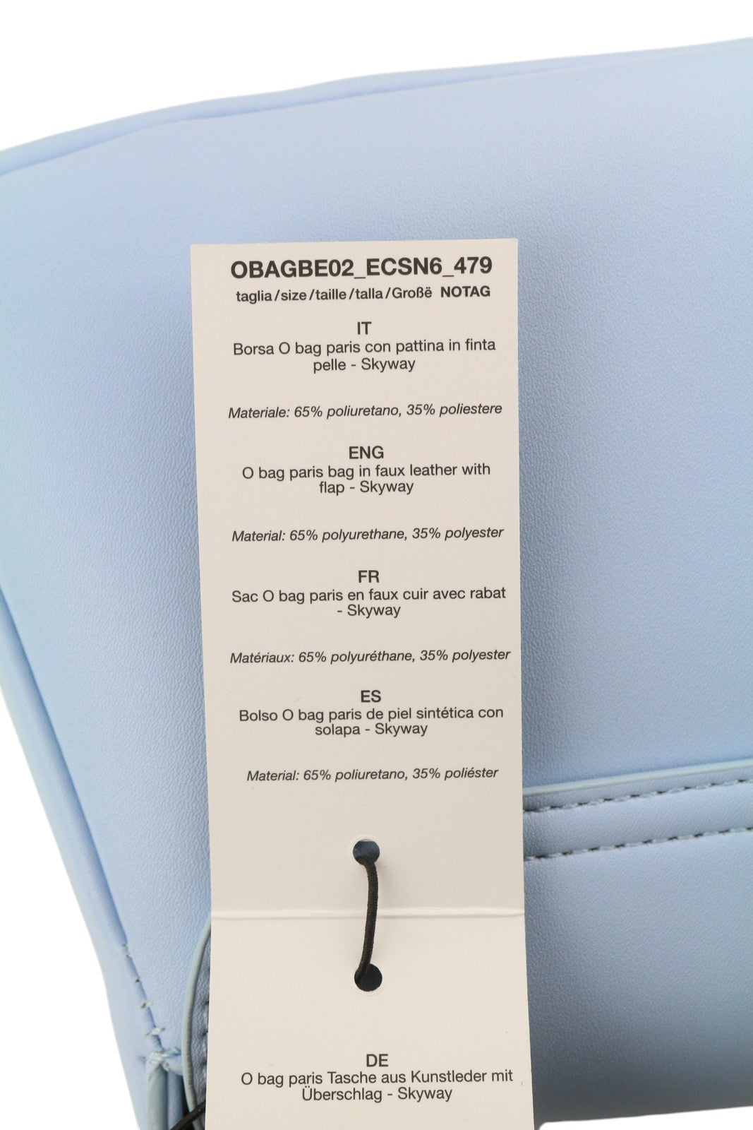 O BAG Con Pattina moteriškas krepšys OS šviesiai mėlynas su pamušalu, kvadratinis baguette per petį 