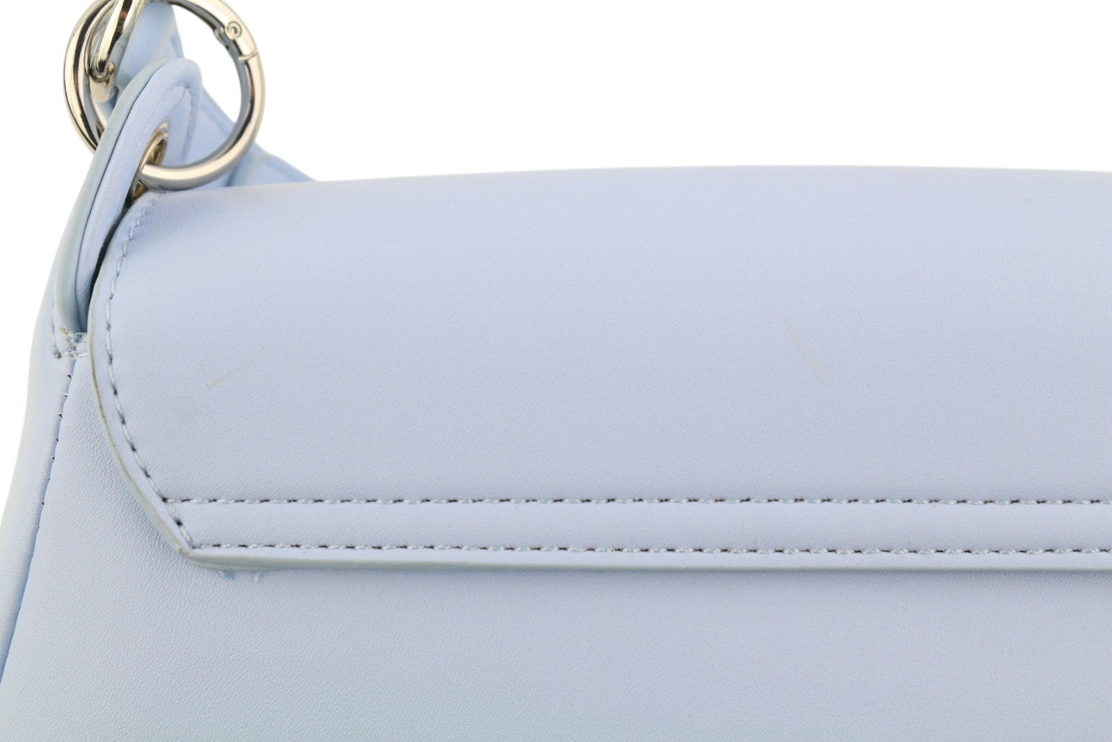 O BAG Con Pattina moteriškas krepšys OS šviesiai mėlynas su pamušalu, kvadratinis baguette per petį 