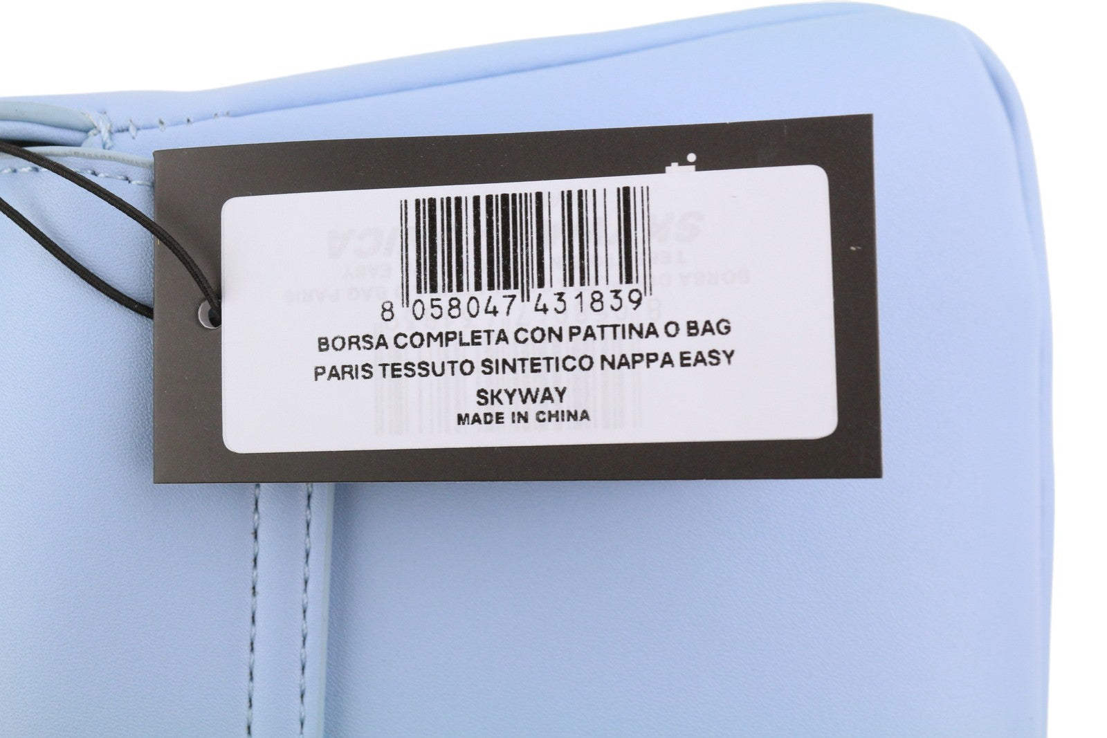 O BAG Con Pattina moteriškas krepšys OS šviesiai mėlynas su pamušalu, kvadratinis baguette per petį 