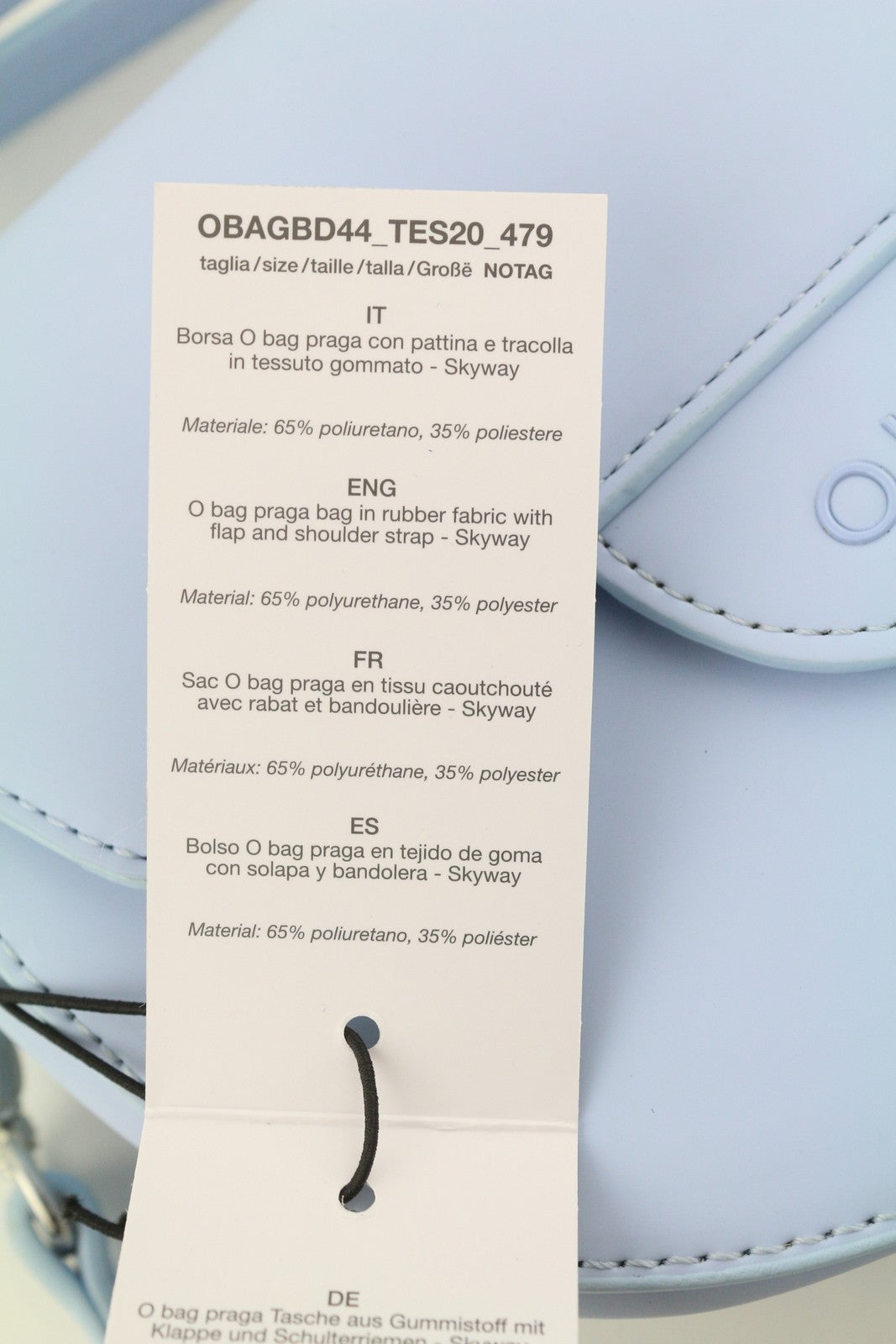 O BAG Praga moteriška rankinė OS šviesiai mėlyna su reguliuojamu dirželiu, pusmėnulio formos per petį su logotipu 