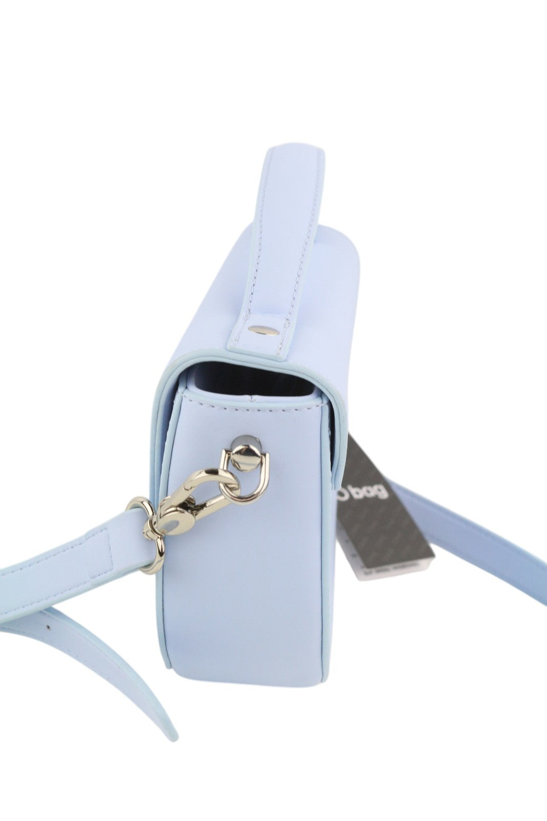 O BAG Praga moteriška rankinė OS šviesiai mėlyna su reguliuojamu dirželiu, pusmėnulio formos per petį su logotipu 