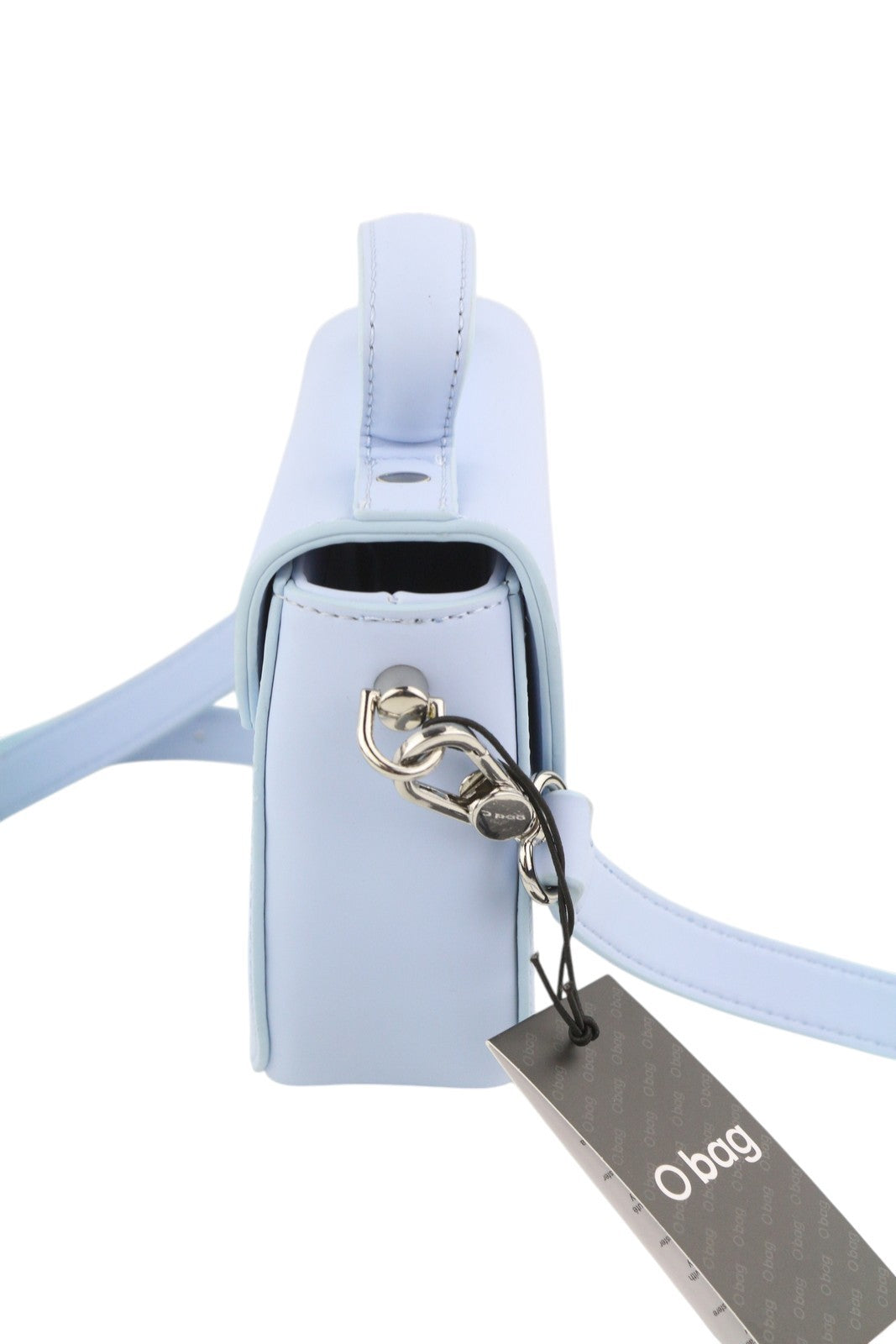 O BAG Praga moteriška rankinė OS šviesiai mėlyna su reguliuojamu dirželiu, pusmėnulio formos per petį su logotipu 