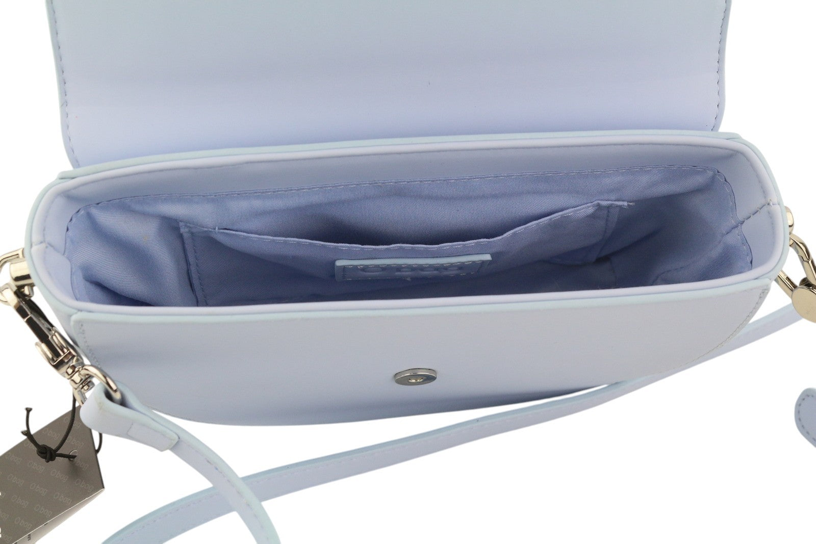 O BAG Praga moteriška rankinė OS šviesiai mėlyna su reguliuojamu dirželiu, pusmėnulio formos per petį su logotipu 