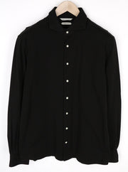 SUITSUPPLY vyriški marškinėliai 43/44/17/17.5 ypač ploni, juodos medvilnės marškinėliai su iškirpte 