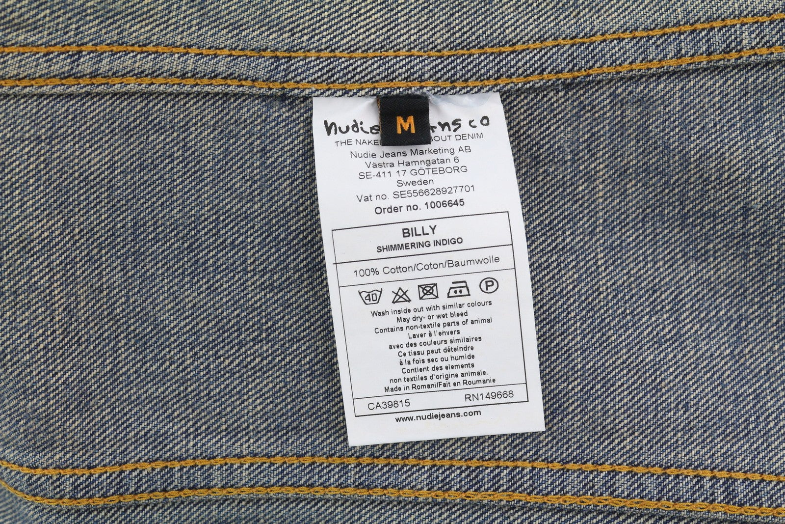 NUDIE JEANS Billy Men Jacket M Shimmering Indigo Button Washed Ripped Distress