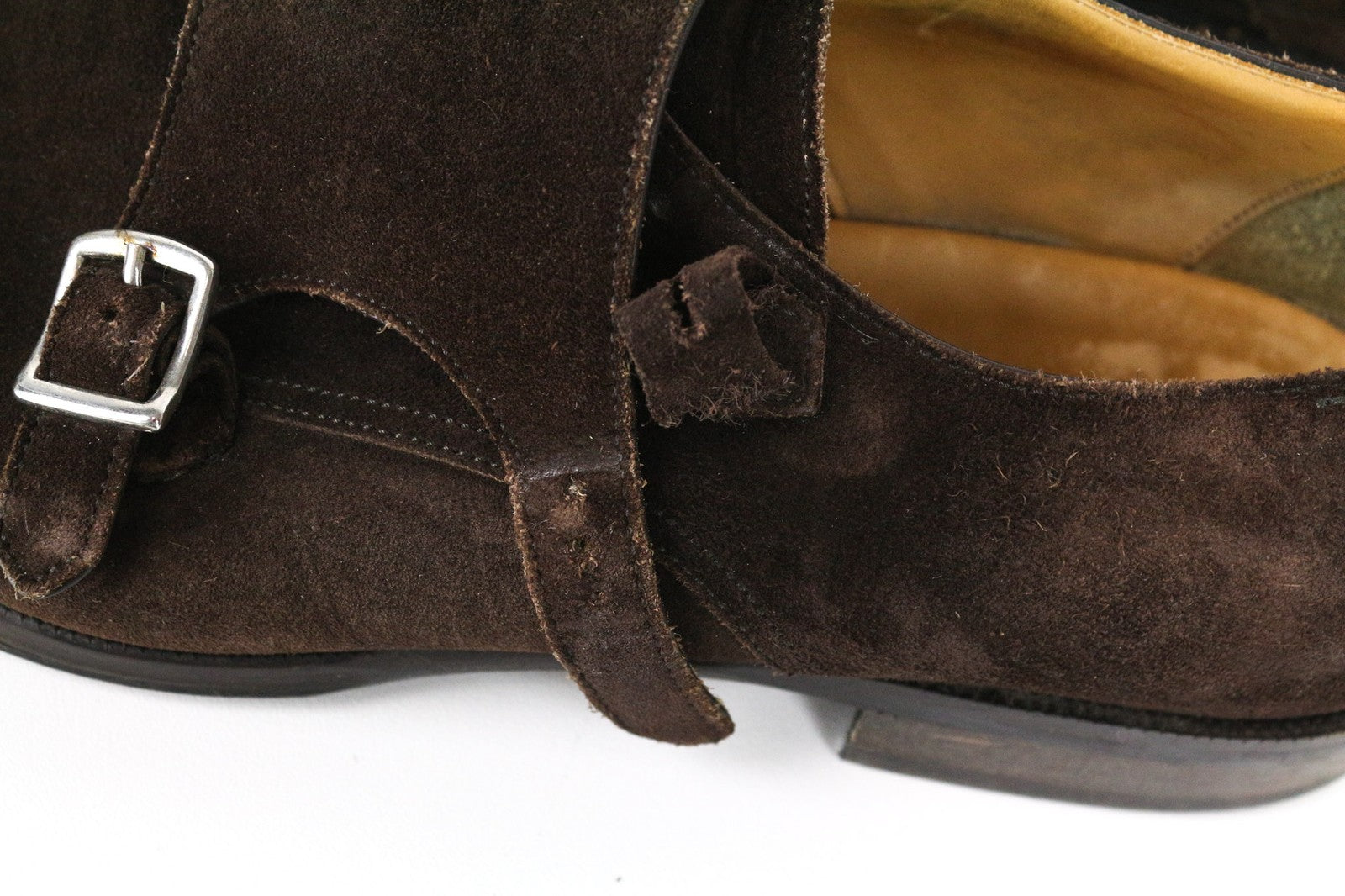 SUITSUPPLY Men's Formal Shoes EU43 Brown Suede Leather Double Buckle