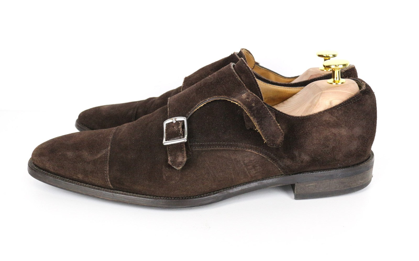 SUITSUPPLY Men's Formal Shoes EU43 Brown Suede Leather Double Buckle